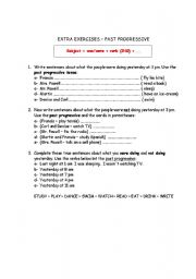 English worksheet: Past progressive