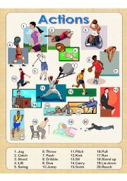 English Worksheet: Actions - Picture Dictionary