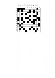 English Worksheet: Crossword Puzzle for Prep Class