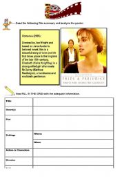 English Worksheet: Movies: Pride and Prejudice