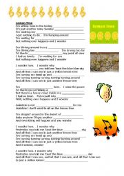 English Worksheet: Lemon Tree Song