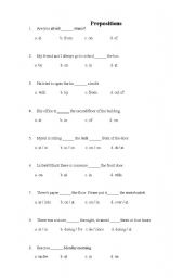 English worksheet: Prepositions