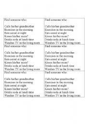 English Worksheet: 2 in 1: Find someone who & sentence puzzle