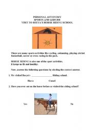 English worksheet: horse riding