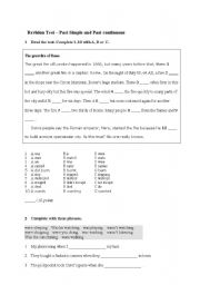 Past Simple and Past Continuous Elementary test