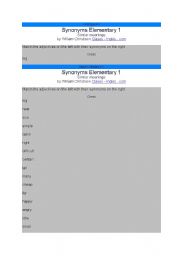 English worksheet: synonyms