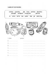 English Worksheet: Names of containers