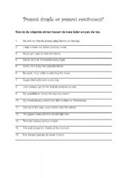 English Worksheet: Present Simple or Present Continuous