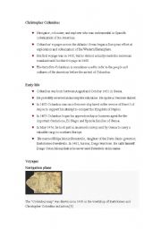 English Worksheet: Christoper Colombus