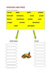 English worksheet: vegetable and fruit