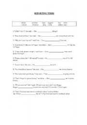 English Worksheet: Reporting Verbs