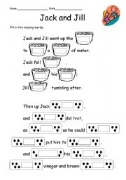 English worksheet: Jack and Jill Gap Fill