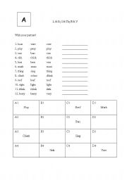 English Worksheet: Minimal Pairs pronunciation practice