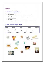 English worksheet: food