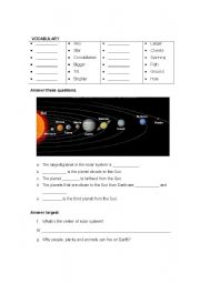 English Worksheet: Solar sistem