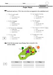 English Worksheet: Proper Nouns Test