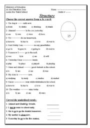 English worksheet: structure exam