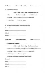 English worksheet: Health Habits