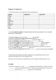 English Worksheet: degrees of adjectives + table