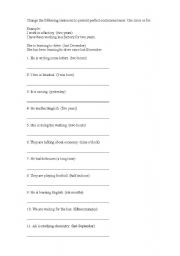 English worksheet: Present Perfect Continuous Tense