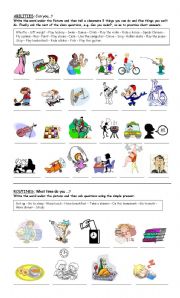 English Worksheet: Abilities and Routines