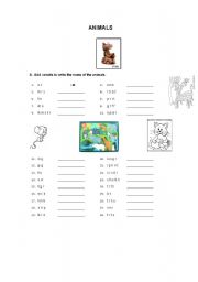 English worksheet: Animals