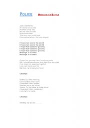 English Worksheet: lyrics, Sting- message in a bottle