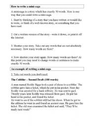 English Worksheet: How to write a mini-saga