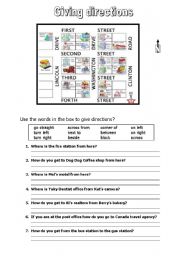English Worksheet: give directions