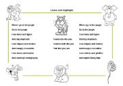 English Worksheet: jungle song