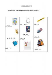 English Worksheet: SCHOOL OBJECTS