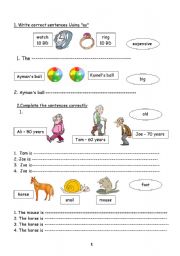 English Worksheet: Comparitive and superlative