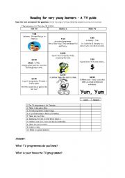 English Worksheet: TV guide for young learners