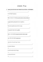 English worksheet: ask questions