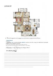 English Worksheet: Rooms at Home + there to be