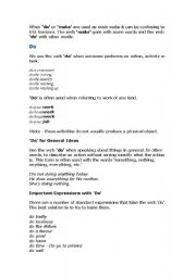 English Worksheet: Do and Make