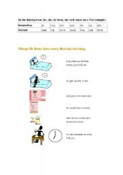 English worksheet: present simple for routine