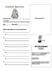 English Worksheet: Celebrity Interview Activity