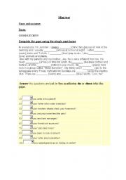 English worksheet: mini test on simple present