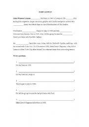 English worksheet: John Lennon