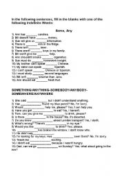 English worksheet: The Use Of Some Ans Any