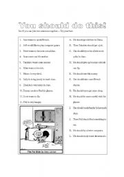 English Worksheet: Should modal sentence scrambal 