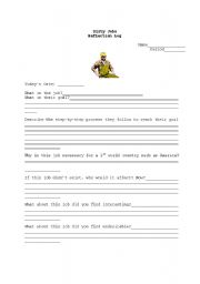 English Worksheet: Dirty Jobs Video Reflection 