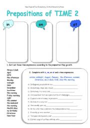 English Worksheet: Prepositions of time 2