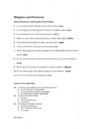 English Worksheet: Rewrite: Obligation & Permission