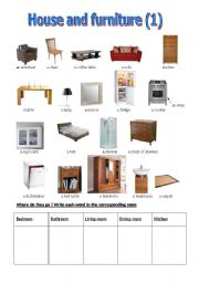 English Worksheet: House and furniture (1)