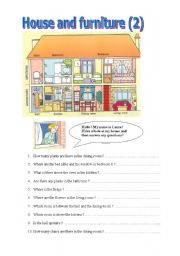 English Worksheet: House and furniture (2)