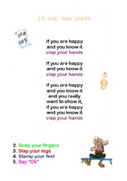 English Worksheet: if you are happy - song