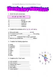 English worksheet: vocabulary exercises