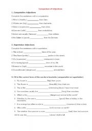 English Worksheet: Comparison of Adjectives